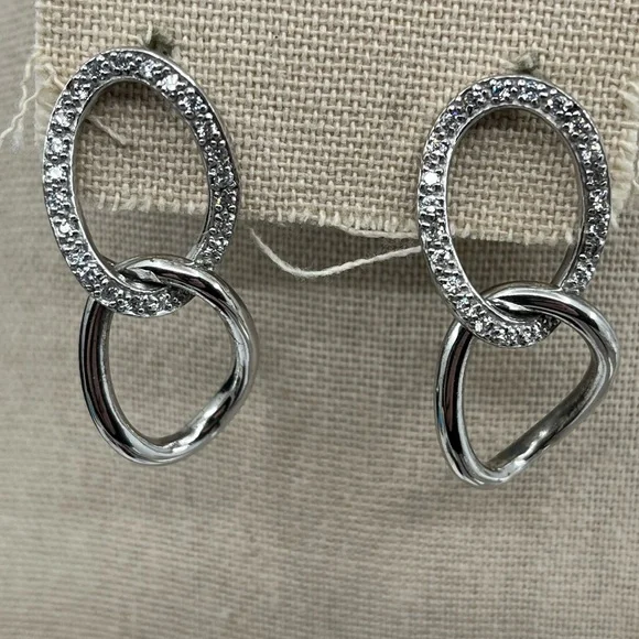 Vintage Sterling Silver Dangle Earrings with Brilliant Sparkle - Picture 12 of 15